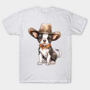 Cowboy Boston Terrier Dog T-Shirt